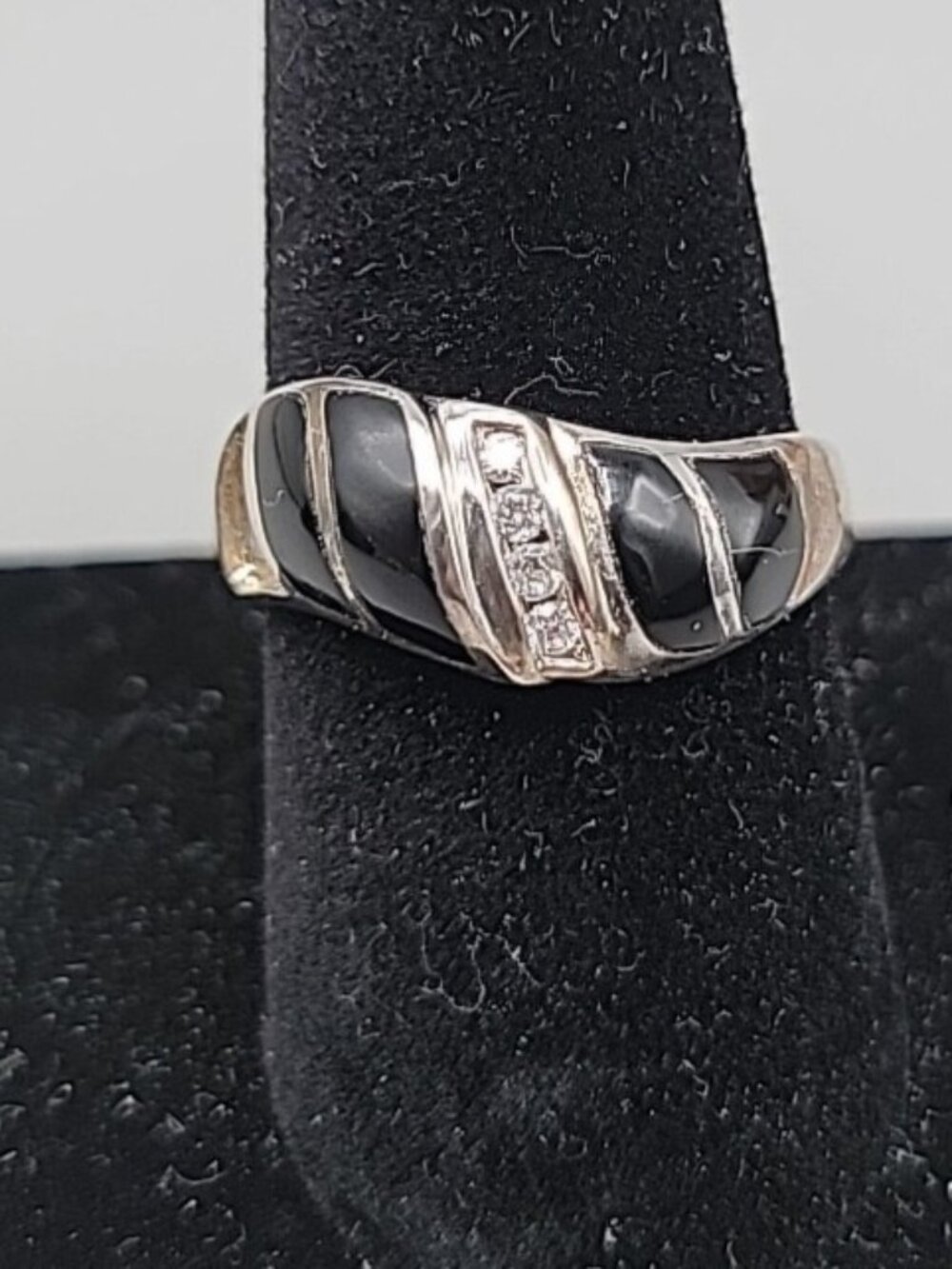 VTG Jimmy Herald Navajo Sterling Silver Black Onyx Inlay Ring 925 - AS IS SZ9